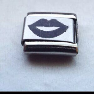 Pair of lips laser 9mm stainless steel Italian charm bracelet link new